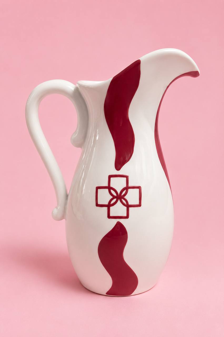 Hand-painted custom ceramic pitcher